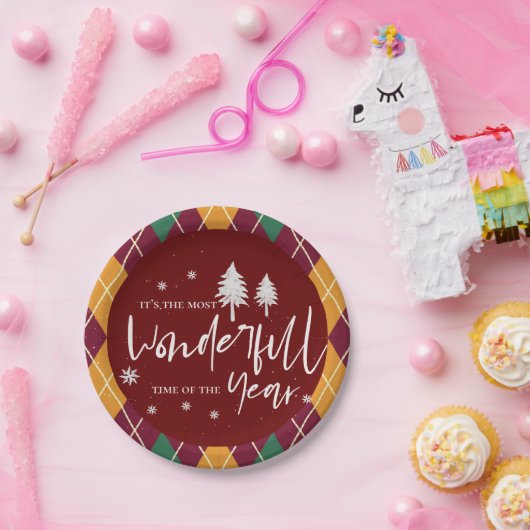 クリスマスの最も素晴らしい時アーガイル間 ペーパープレート (パーティー)