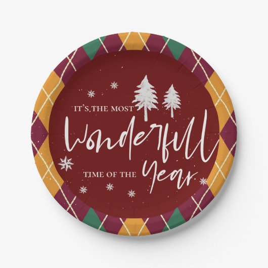 クリスマスの最も素晴らしい時アーガイル間 ペーパープレート (正面)