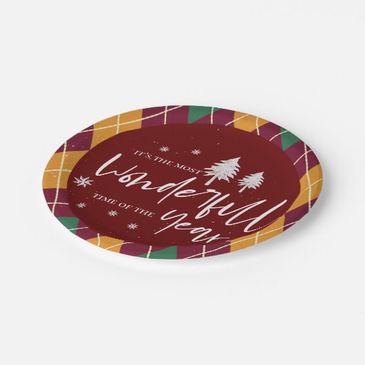 クリスマスの最も素晴らしい時アーガイル間 ペーパープレート (アングル)