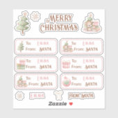 クリスマスの最初の名前ピンクラベルキスカットシール シール (シート)