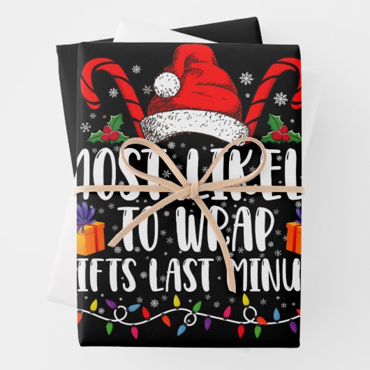 クリスマスの最後に贈り物を包む可能性が最も高い ラッピングペーパーシート (インサイチュ)