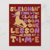 クリスマスの最高の先生ギフトに乗る ポストカード (正面)