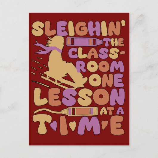 クリスマスの最高の先生ギフトに乗る ポストカード (正面)