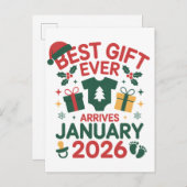 クリスマスの最高の贈り物が2026年1月に到着 カップル 案内ポストカード (正面/裏面)