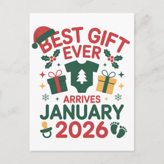 クリスマスの最高の贈り物が2026年1月に到着 カップル 案内ポストカード (正面)