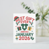 クリスマスの最高の贈り物が2026年1月に到着 カップル 案内ポストカード (スタンド正面)