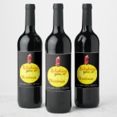 クリスマスの月が楽しいクリスマスワイン ワインラベル (ボトル)