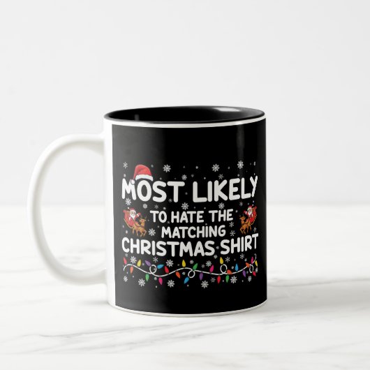 クリスマスの服を揃えるのが嫌いな人 ツートーンマグカップ (左)