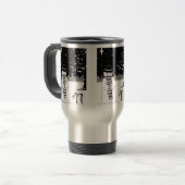 クリスマスの服を着た白黒雪だるま トラベルマグ (正面左)