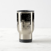 クリスマスの服を着た白黒雪だるま トラベルマグ (中央)