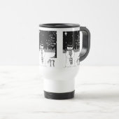 クリスマスの服を着た白黒雪だるま トラベルマグ (正面右)