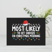 クリスマスの朝に最もスヌーズしそうな人 ホリデー 招待状 (スタンド正面)