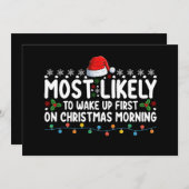 クリスマスの朝に最初に起きそうである 招待状 (正面/裏面)