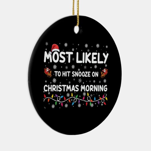 クリスマスの朝に雪が降りそうになる セラミックオーナメント (右)