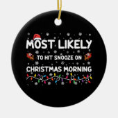 クリスマスの朝に雪が降りそうになる セラミックオーナメント (正面)