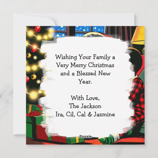 クリスマスの朝のカスタマイズギフト - 可愛い子供たち シーズンカード (裏面)