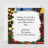 クリスマスの朝のキュートな子供たち - オーダーメイド シーズンカード (裏面)