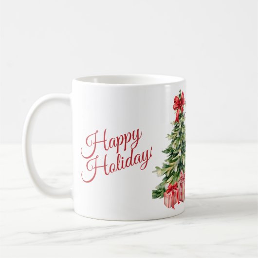 クリスマスの朝のマグカップ – 祝祭のホリデーコーヒー コーヒーマグカップ (左)