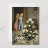 クリスマスの朝のヴィンテージの子ども シーズンカード (正面)