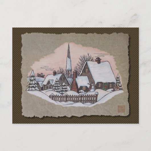 クリスマスの朝の到着 シーズンポストカード (正面)