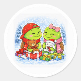 クリスマスの朝の喜び ラウンドシール