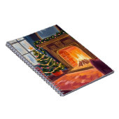 クリスマスの朝の暖炉のホリデー水彩 ノートブック (右側)