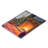 クリスマスの朝の暖炉のホリデー水彩 ノートブック (左側)