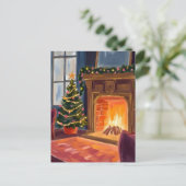 クリスマスの朝の暖炉 シーズンポストカード (スタンド正面)