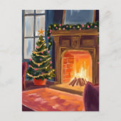 クリスマスの朝の暖炉 シーズンポストカード (正面)