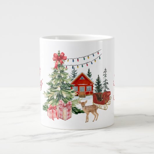 クリスマスの朝を楽しむマグカップ – ホリデーシーズンのコーヒーをおしゃれに ジャンボコーヒーマグカップ (正面)