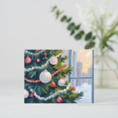 クリスマスの朝 | 水彩のツリーオーナメント シーズンカード (スタンド正面)