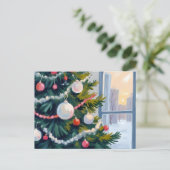 クリスマスの朝 | 水彩のツリーオーナメント シーズンポストカード (スタンド正面)