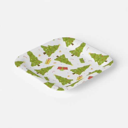 クリスマスの木々がモダンお洒落可愛い冬 ペーパープレート (傾斜あり)