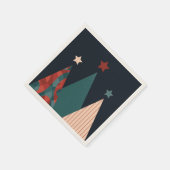 クリスマスの木々と星の青/赤の季節 スタンダードカクテルナプキン (角)
