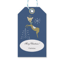 クリスマスの木々と雪のかけら飾りのかわいい鹿