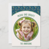 クリスマスの木々と雪のかけら飾りのかわいい鹿 シーズンカード (正面)