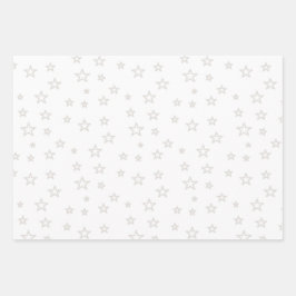 クリスマスの木々と青い赤と白星 ラッピングペーパーシート