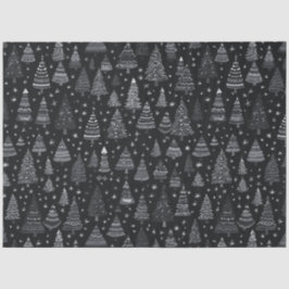 クリスマスの木々の白と黒 薄葉紙