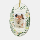 クリスマスの木々は休日の写真を描く セラミックオーナメント (左)