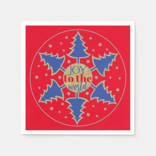 クリスマスの木々サークル スタンダードカクテルナプキン (正面)