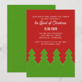 クリスマスの木々赤と緑の休日 招待状 (正面/裏面)