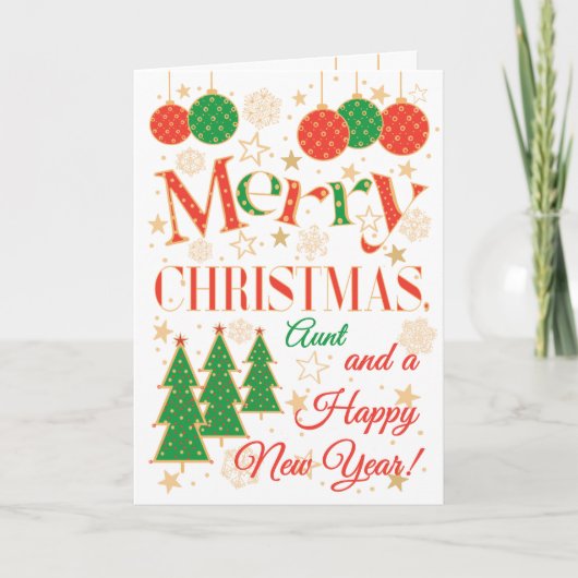 クリスマスの木とオーナメントおばさん カード (正面)