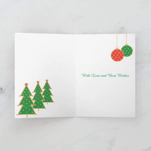 クリスマスの木とオーナメントの先生 カード (内部)
