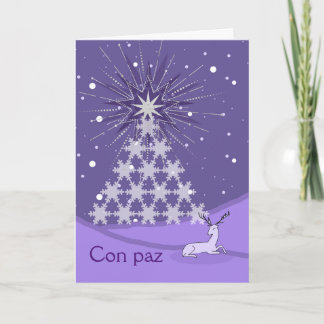 クリスマスの木とスペインの鹿の平和 カード