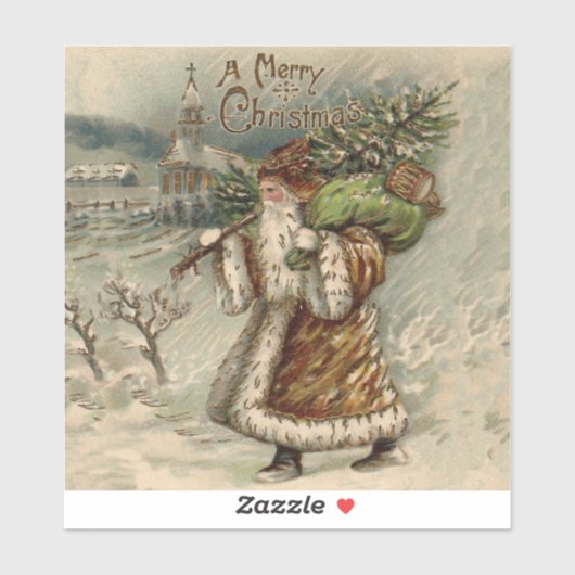 クリスマスの木とビクトリア朝のサンタクロース シール (シート)