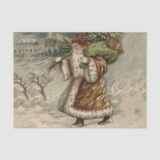 クリスマスの木とビクトリア朝のサンタクロース 薄葉紙 (正面)