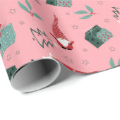 クリスマスの木とピンクの贈り物を持つ格言 ラッピングペーパー (ロールコーナー)
