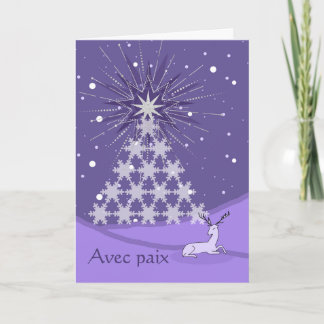 クリスマスの木とフランスの鹿の平和 カード