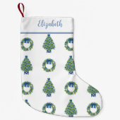 クリスマスの木とリース スモールクリスマスストッキング (正面)