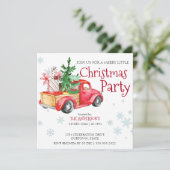 クリスマスの木とヴィンテージの素朴な赤いトラック 招待状 (スタンド正面)